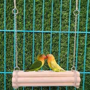 LACKINGONE Colorful Swing Bird Toys Rope Swing Perch Playgym Climbing Chewing Toy Globe Shape for Parrots Budgie Parakeet Cockatiel Cockatoo Conure 
