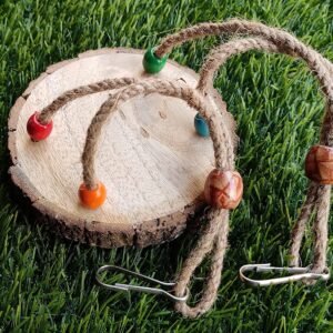 4.4 Inch Natural wood round parrot swing for small birds like Budgie, Love Bird, Finch